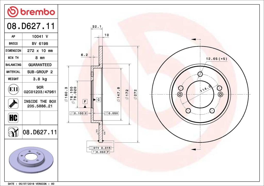 Discos de freno BREMBO ref. 08.D627.11