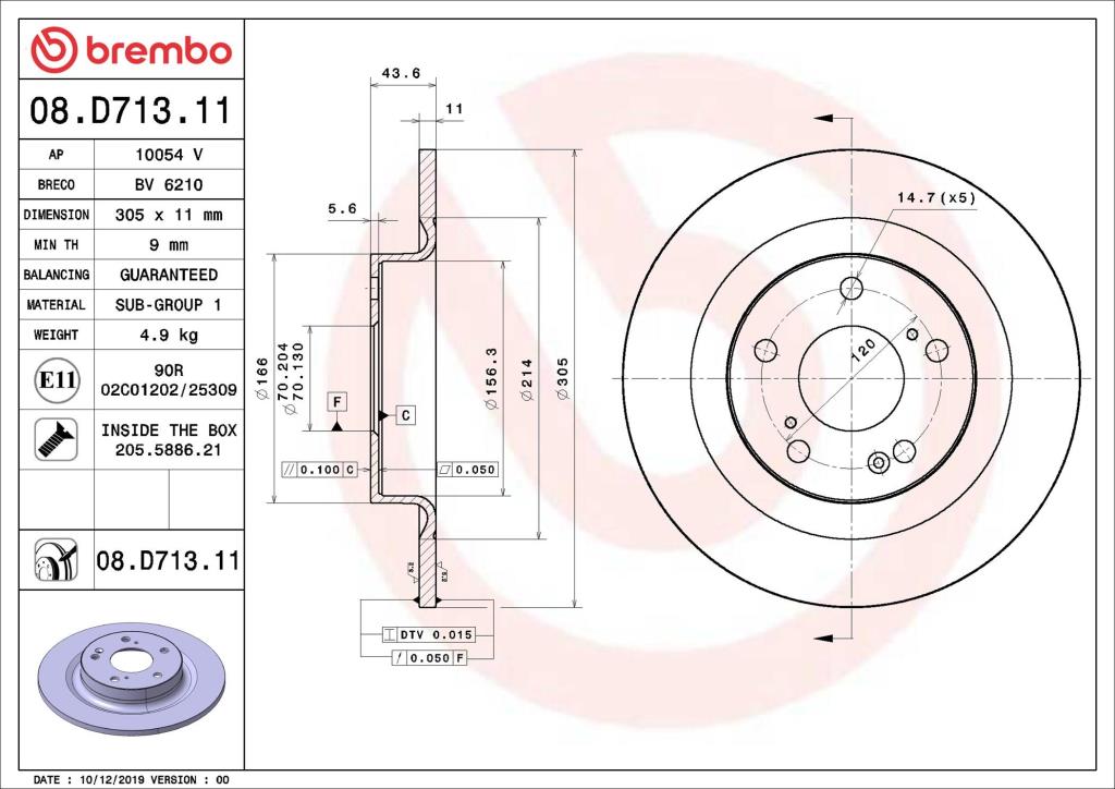 Disques de frein BREMBO ref. 08.D713.11