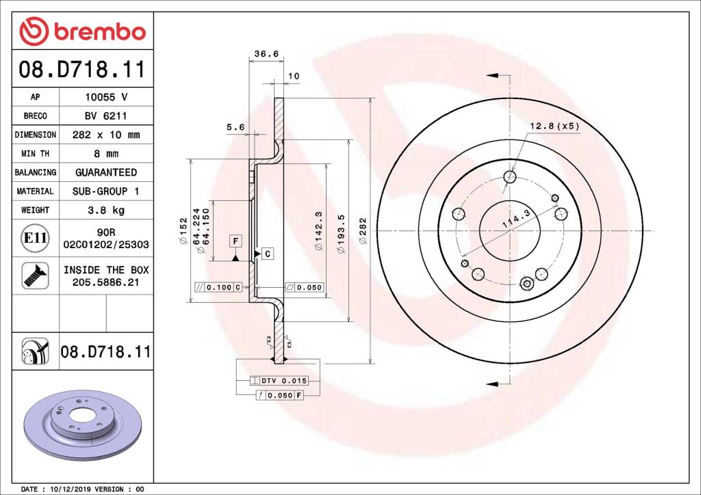 Discos de freno BREMBO ref. 08.D718.11
