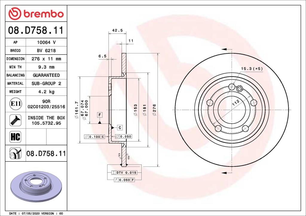 Discos de freno BREMBO ref. 08.D758.11