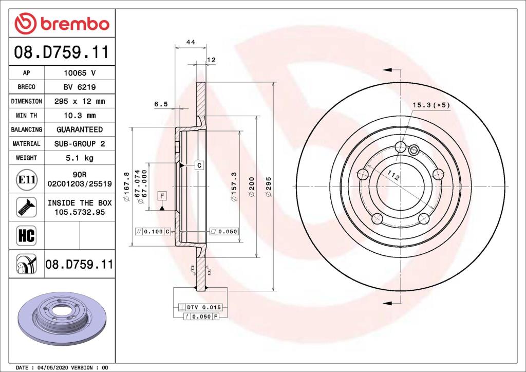 Discos de freno BREMBO ref. 08.D759.11
