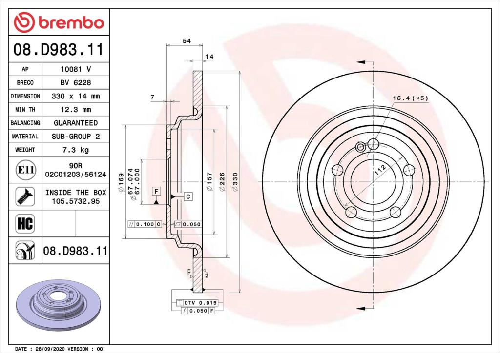 Discos de freno BREMBO ref. 08.D983.11
