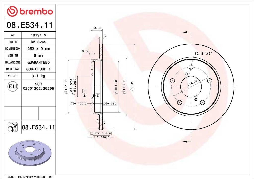 Discos de freno BREMBO ref. 08.E534.11