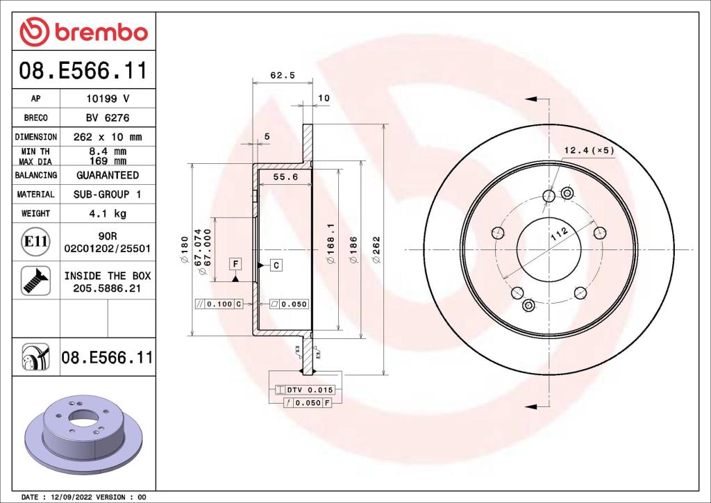 Discos de freno BREMBO ref. 08.E566.11