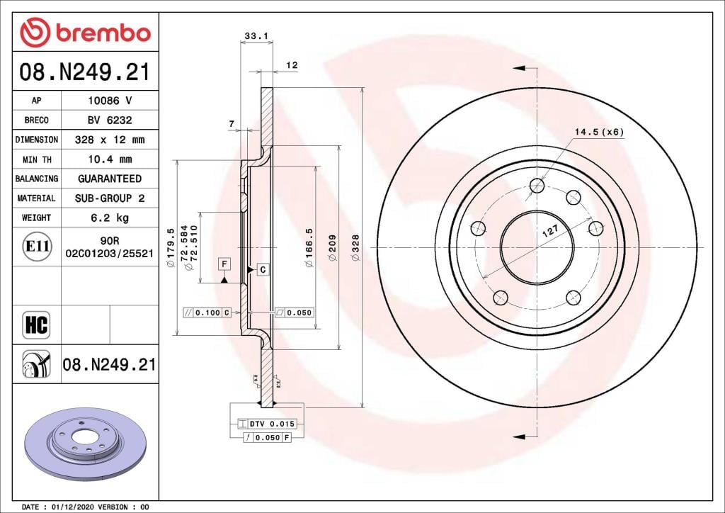 Discos de travão BREMBO 08.N249.21