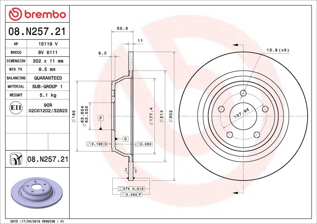 Discos de travão BREMBO ref. 08.N257.21