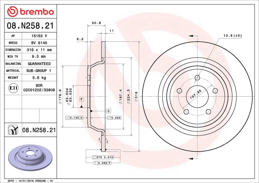Disques de frein BREMBO ref. 08.N258.21