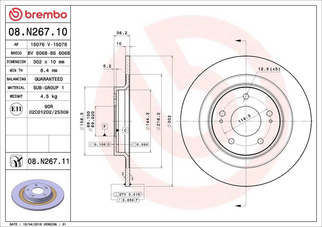 Discos de freno BREMBO ref. 08.N267.11