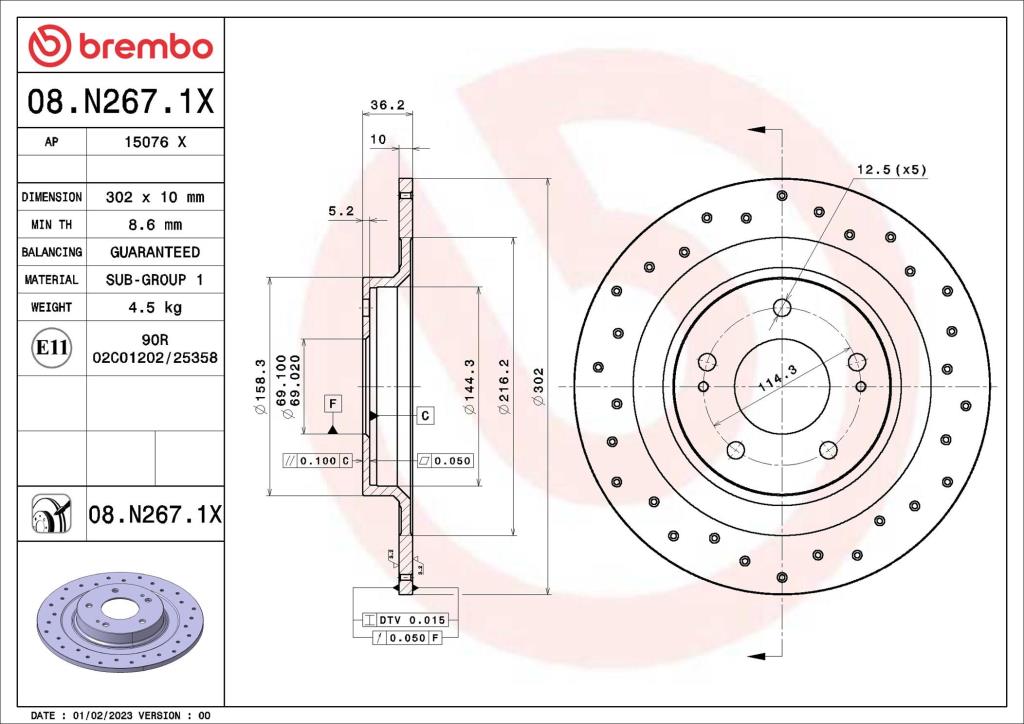 Disques de frein BREMBO ref. 08.N267.1X