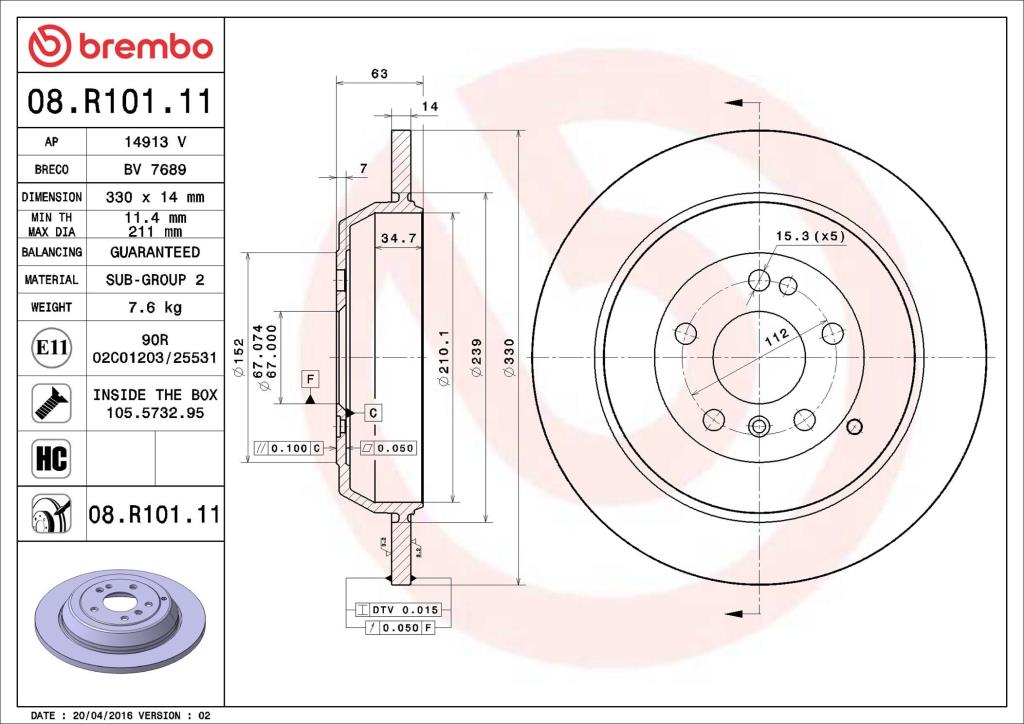Discos de freno BREMBO ref. 08.R101.11