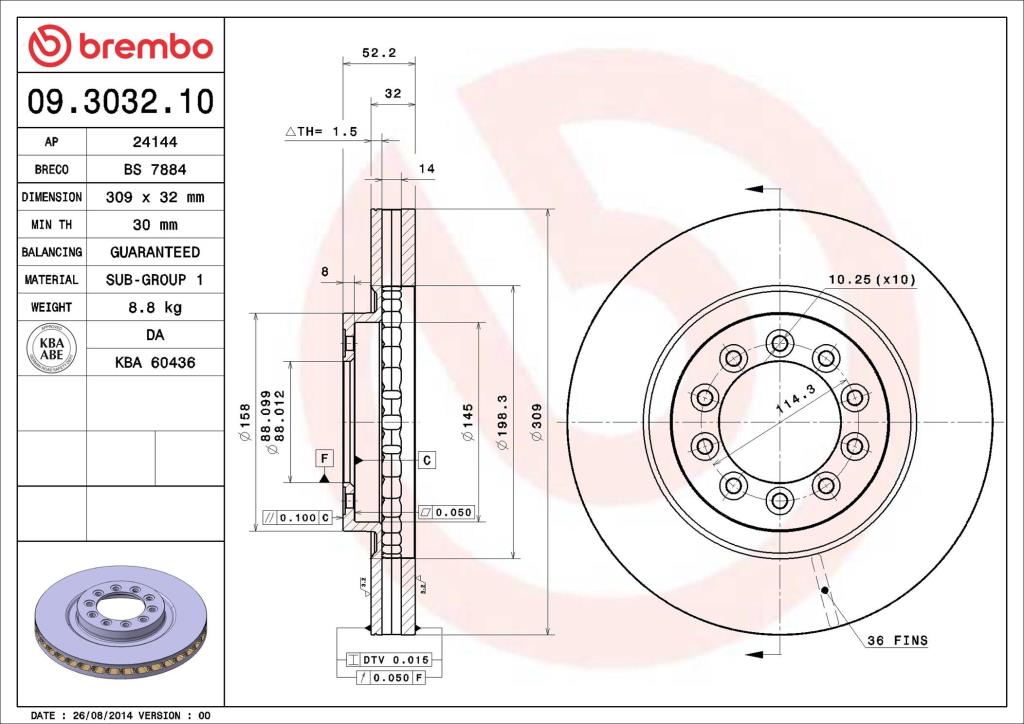 Discos de freno BREMBO ref. 09.3032.10