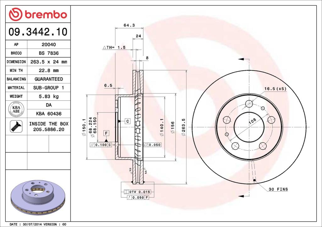 Discos de freno BREMBO ref. 09.3442.10