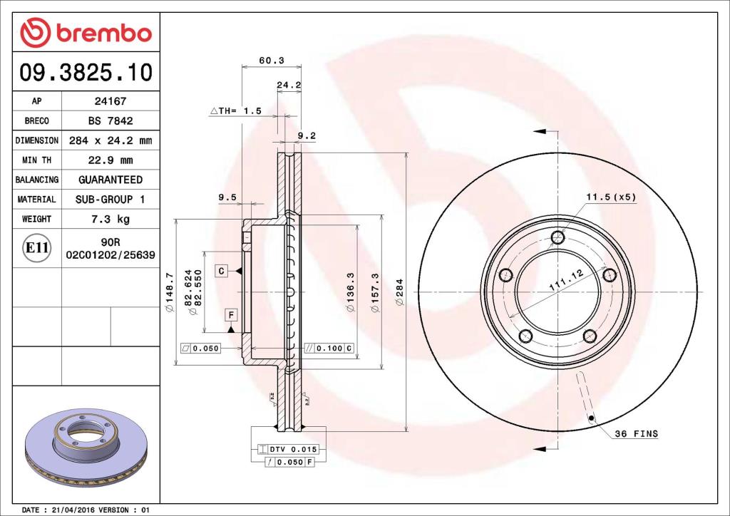 Discos de freno BREMBO ref. 09.3825.10