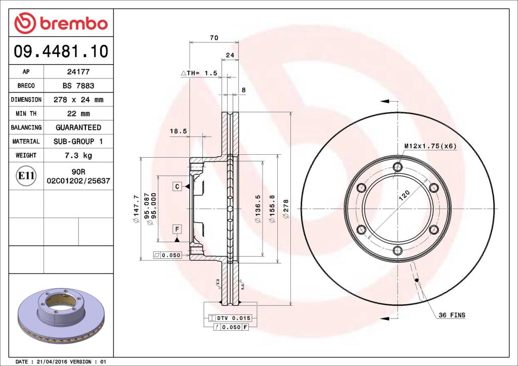 Discos de freno BREMBO ref. 09.4481.10