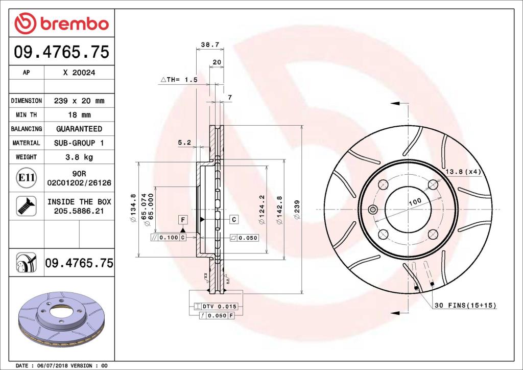 Discos de freno BREMBO ref. 09.4765.75