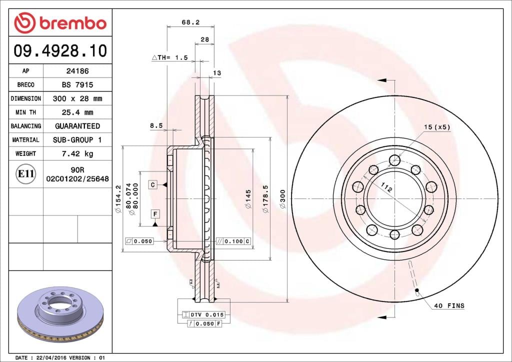 Discos de freno BREMBO ref. 09.4928.10