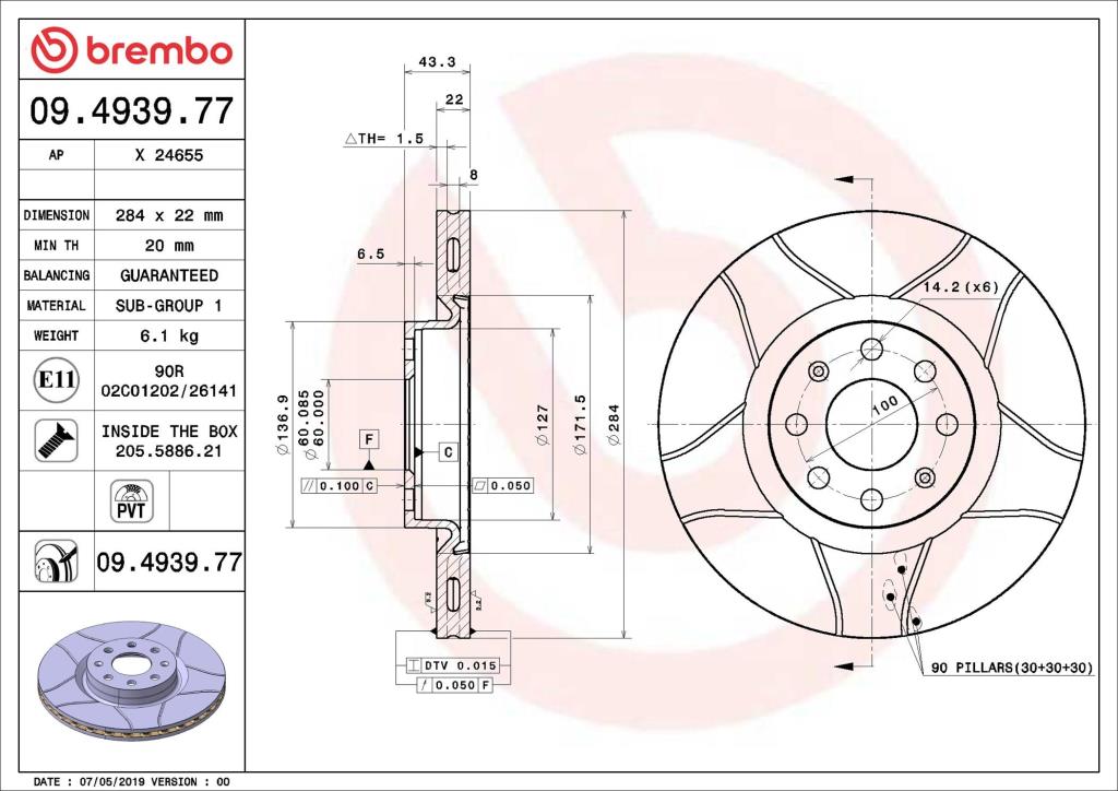 Discos de freno BREMBO ref. 09.4939.77