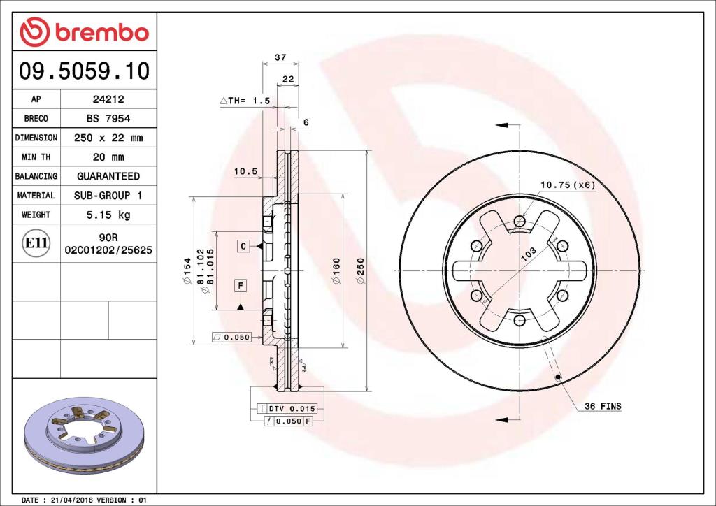 Discos de freno BREMBO ref. 09.5059.10
