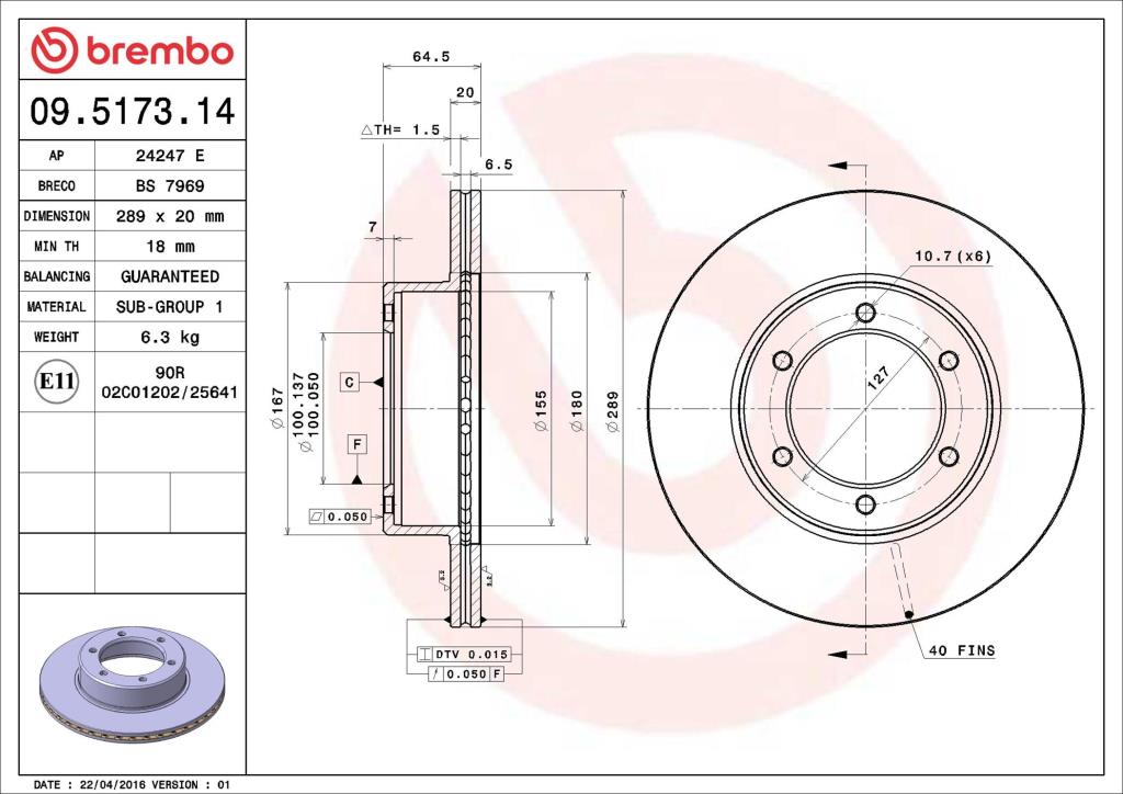 Disques de frein BREMBO 09.5173.14