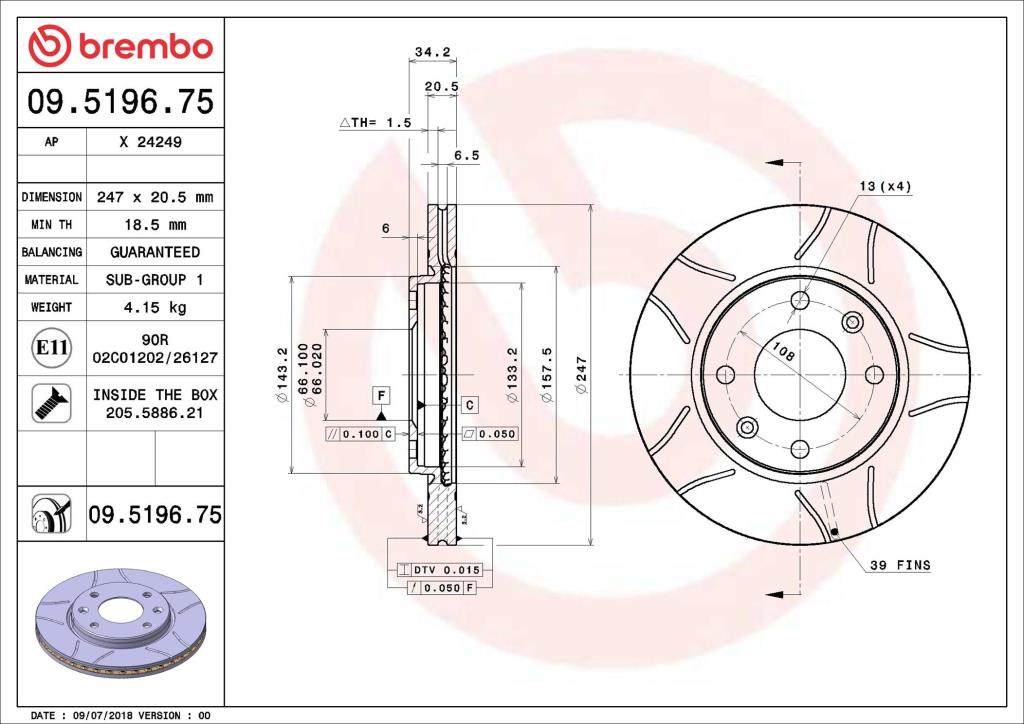 Discos de freno BREMBO ref. 09.5196.75