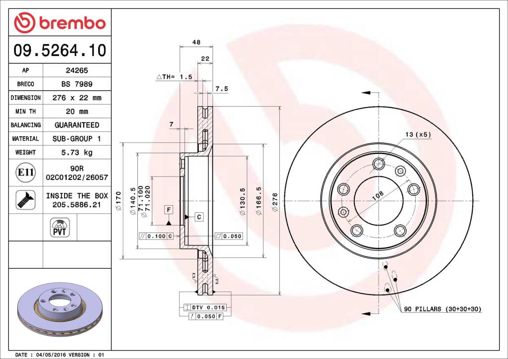 Discos de freno BREMBO ref. 09.5264.10