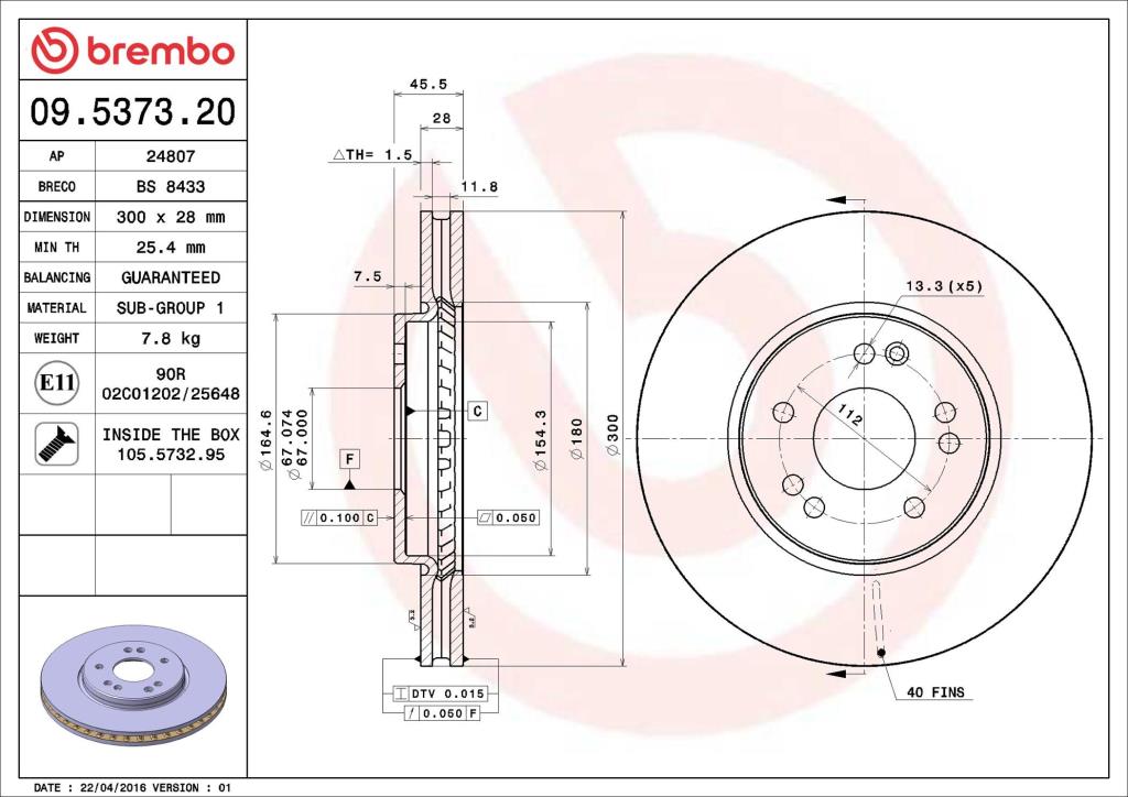 Discos de freno BREMBO ref. 09.5373.20