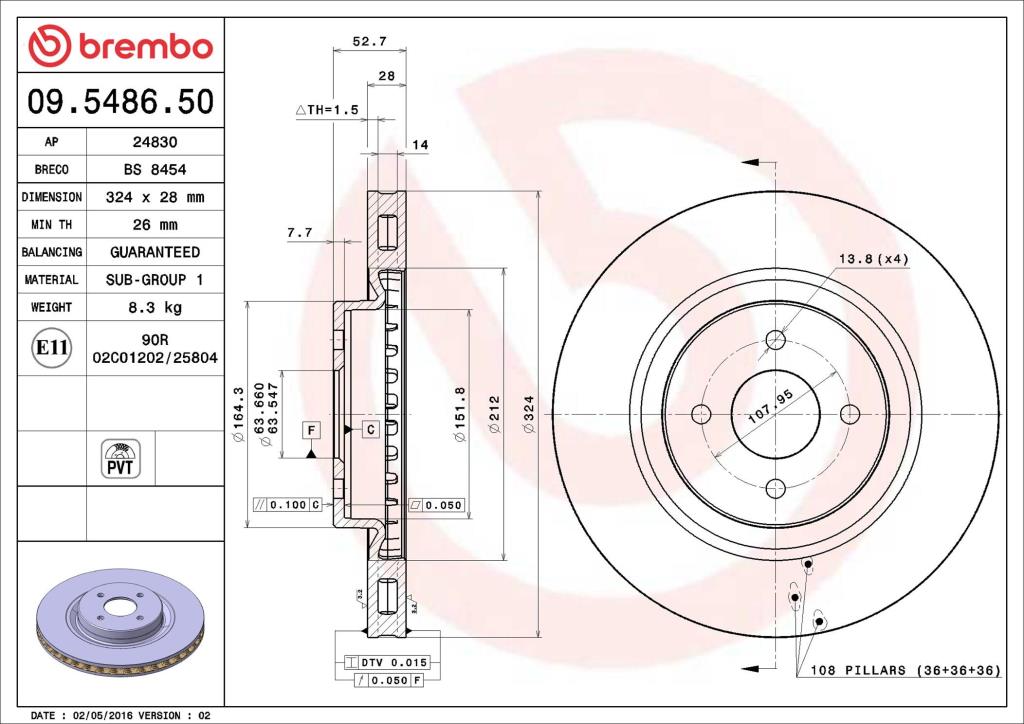 Discos de freno BREMBO ref. 09.5486.50