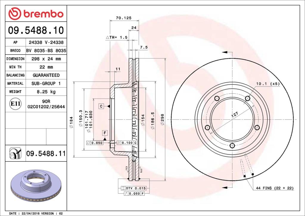 Discos de freno BREMBO ref. 09.5488.10