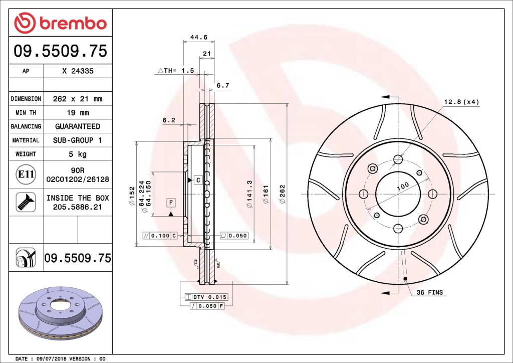 Discos de freno BREMBO ref. 09.5509.75