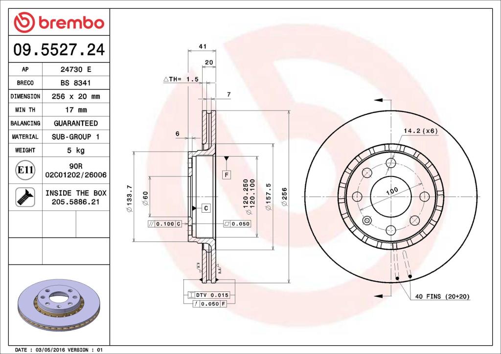 Discos de freno BREMBO ref. 09.5527.24