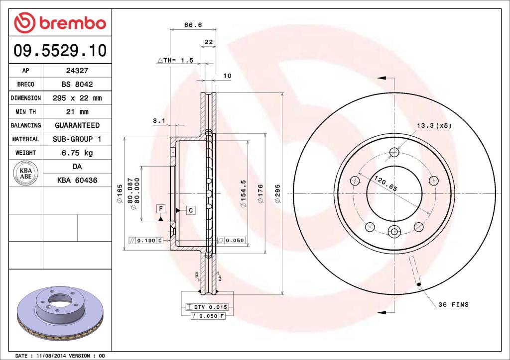 Discos de freno BREMBO ref. 09.5529.10