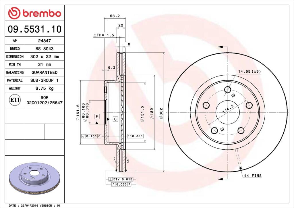 Discos de travão BREMBO ref. 09.5531.10