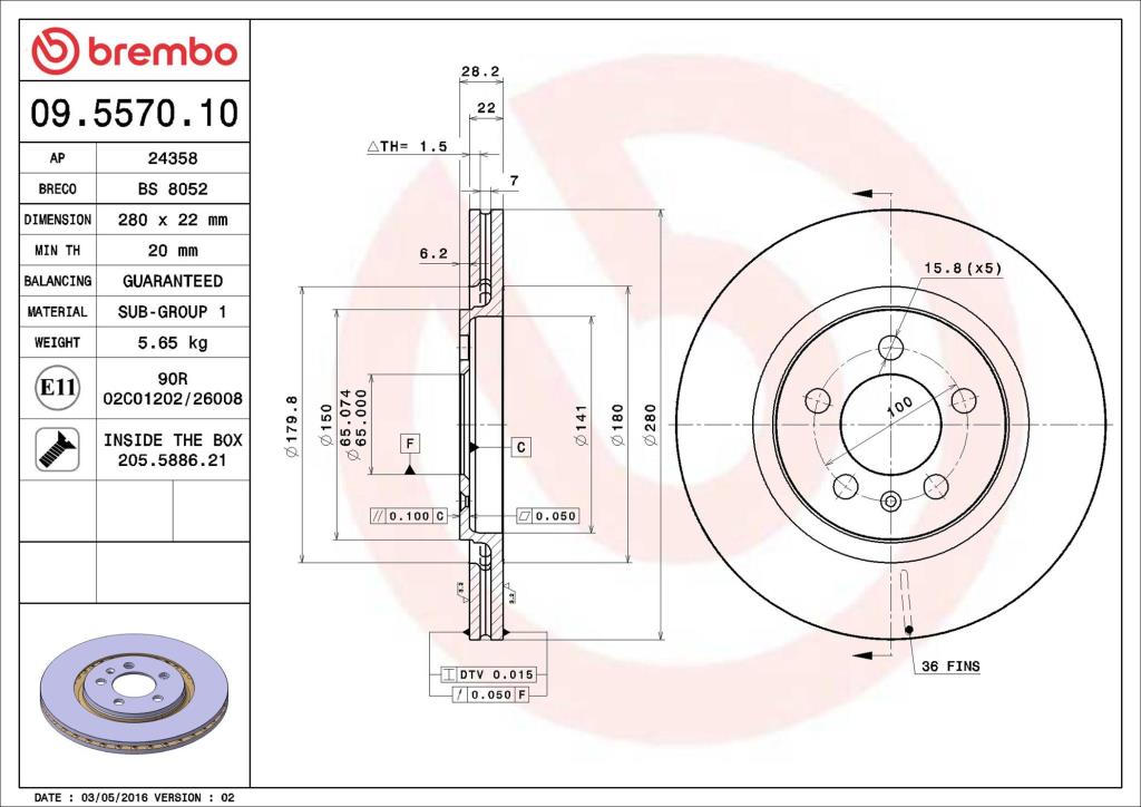 Discos de freno BREMBO ref. 09.5570.10