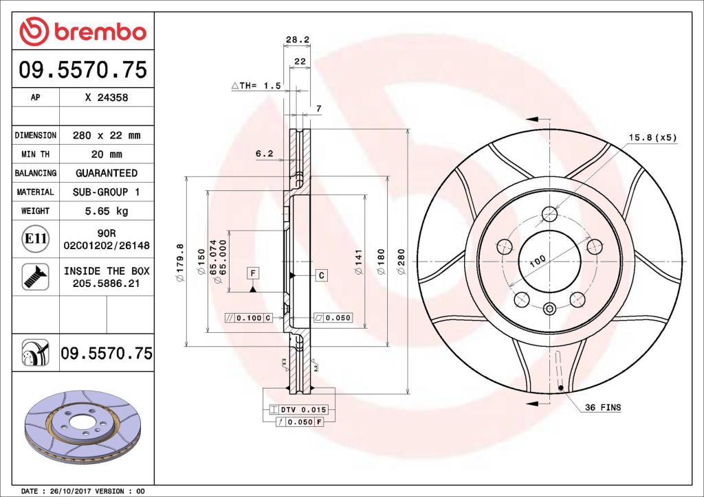 Discos de freno BREMBO ref. 09.5570.75
