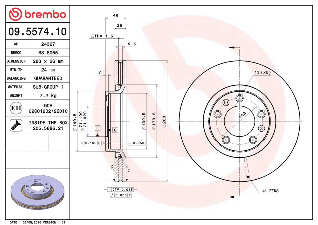 Discos de freno BREMBO ref. 09.5574.10