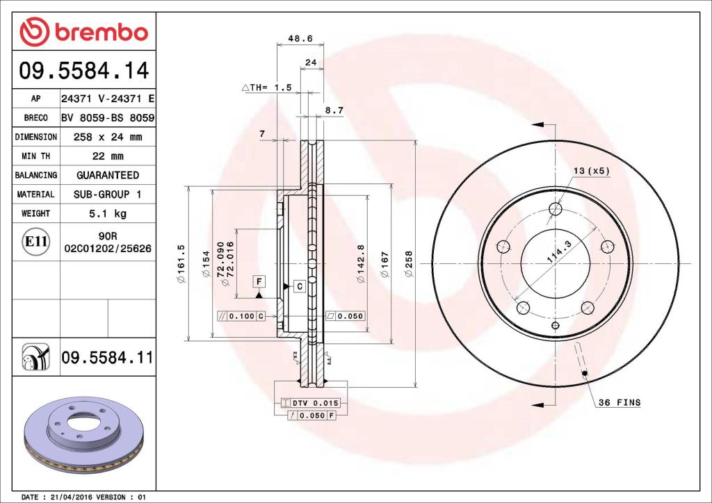 Discos de travão BREMBO 09.5584.11