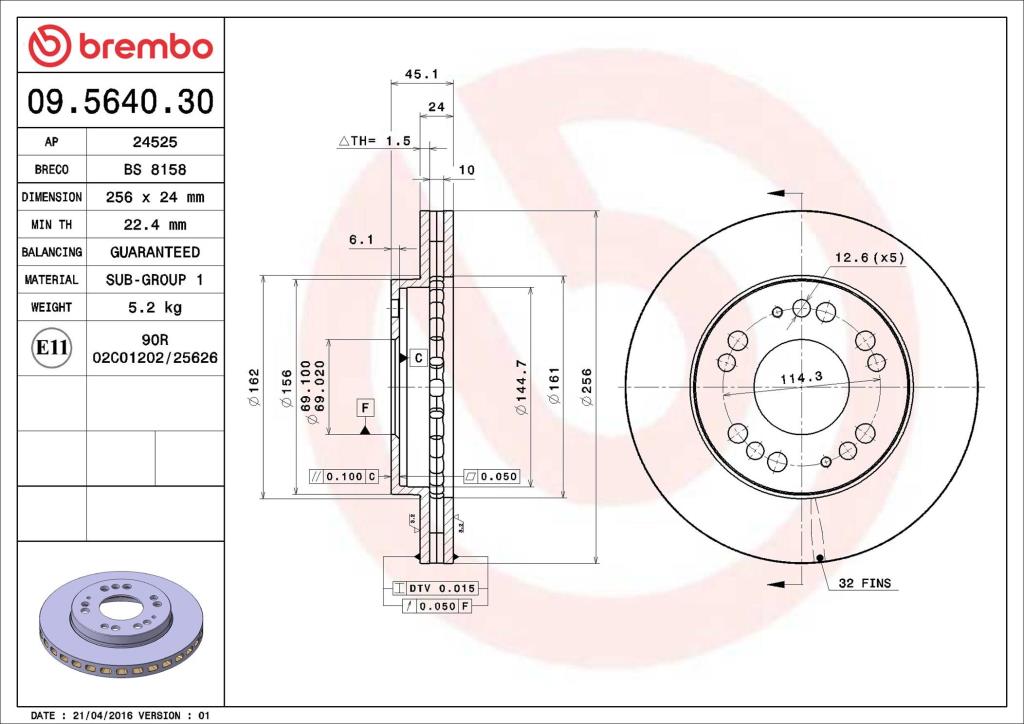 Discos de travão BREMBO 09.5640.30