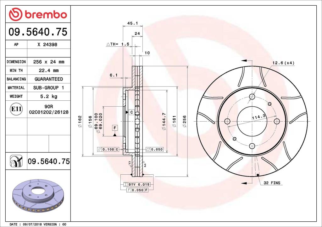 Discos de travão BREMBO 09.5640.75