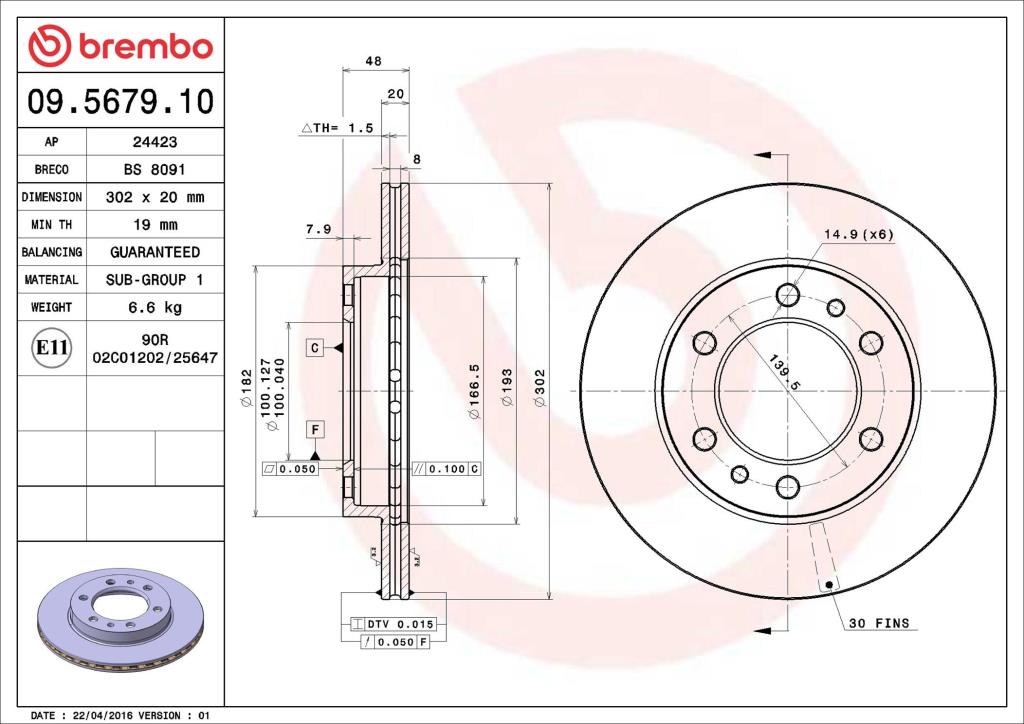Discos de freno BREMBO ref. 09.5679.10