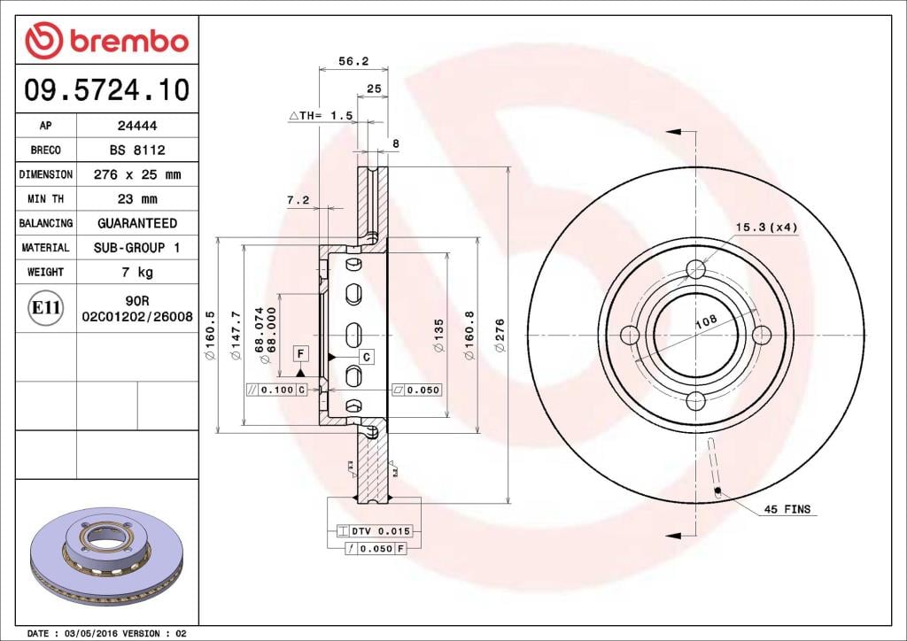 Discos de freno BREMBO ref. 09.5724.10