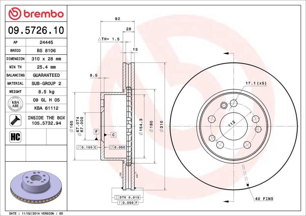 Discos de freno BREMBO ref. 09.5726.10