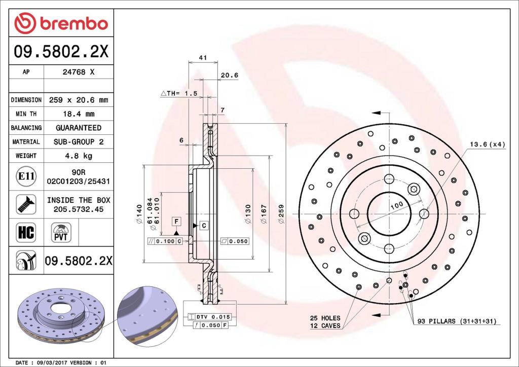 Discos de freno BREMBO ref. 09.5802.2X