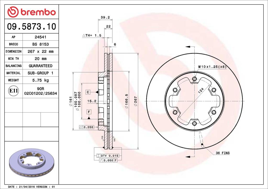 Discos de freno BREMBO ref. 09.5873.10