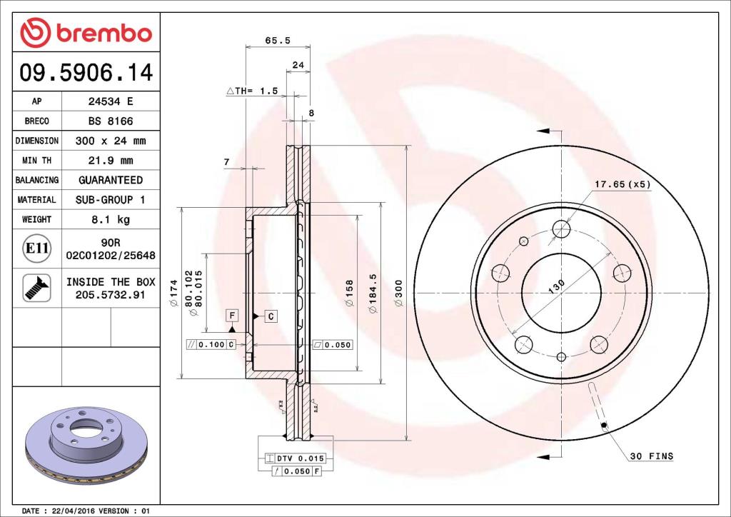 Discos de freno BREMBO ref. 09.5906.14