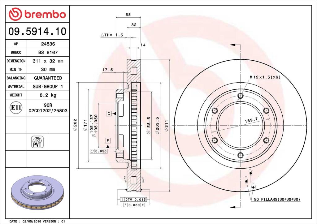 Discos de freno BREMBO ref. 09.5914.10
