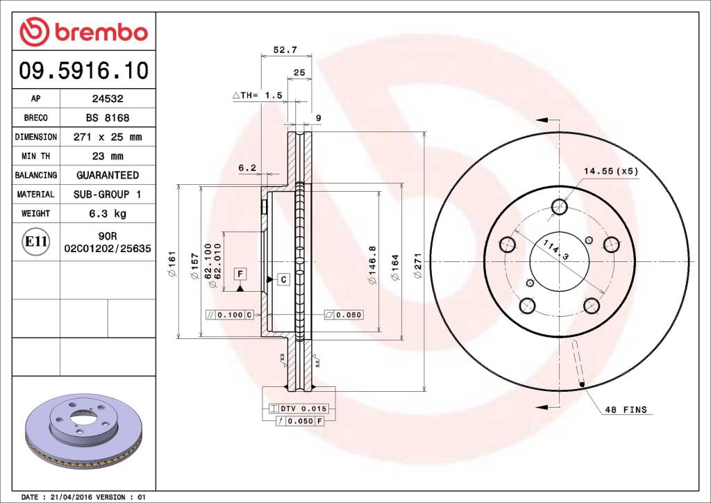 Discos de travão BREMBO ref. 09.5916.10