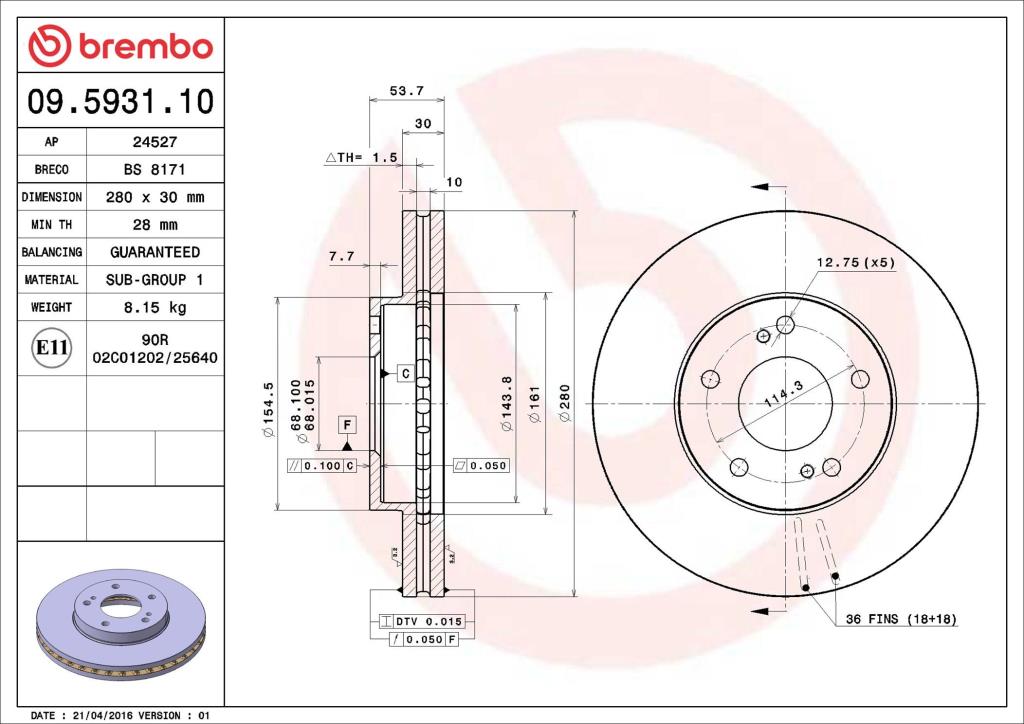 Discos de travão BREMBO 09.5931.10