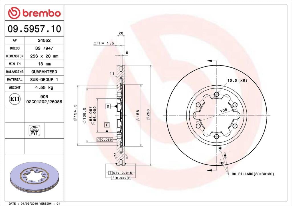 Discos de freno BREMBO ref. 09.5957.10