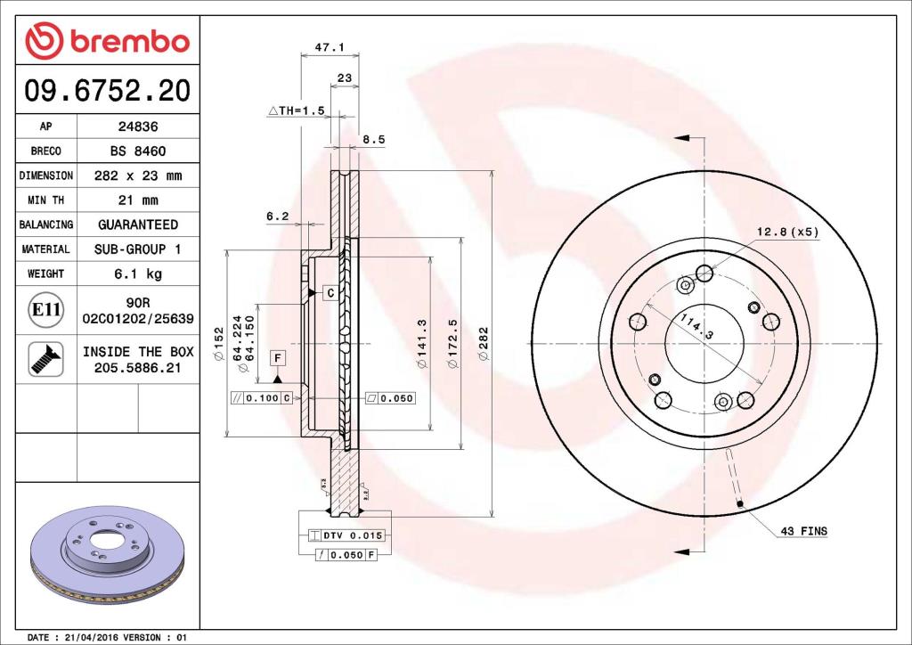 Discos de freno BREMBO ref. 09.6752.20