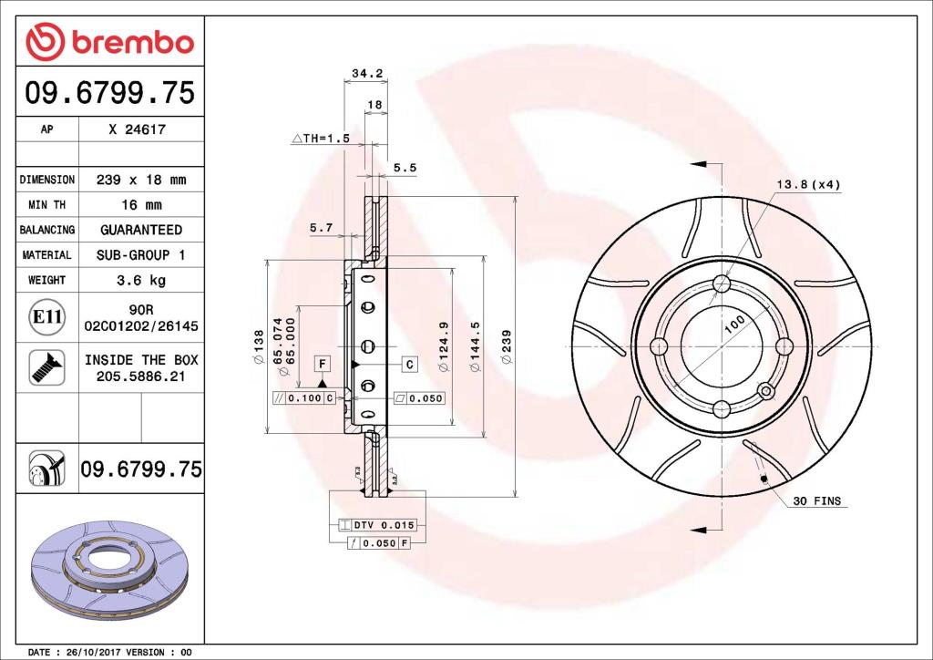 Discos de travão BREMBO ref. 09.6799.75